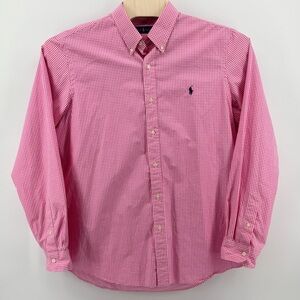 Ralph Lauren Mens Pink/White Checkered Long Sleeve Button Down Shirt Size XL